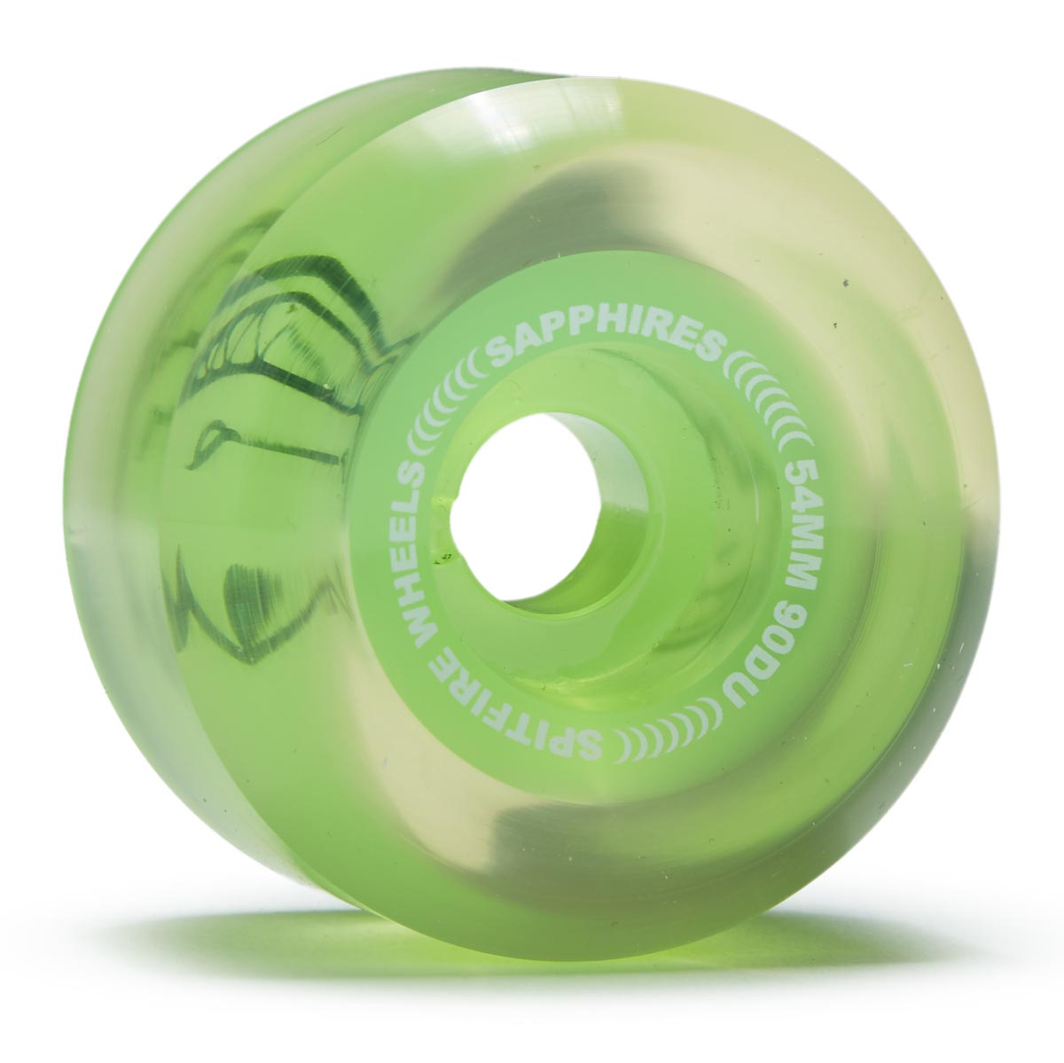 Spitfire 90d Sapphires Skateboard Wheels - Clear/Neon Green - 54mm image 1