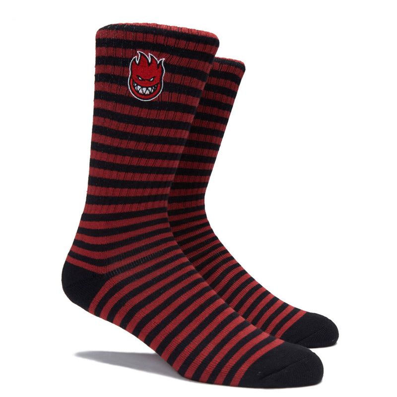 Spitfire Bighead Fill Emb Stripe Socks - Black/Dark Red