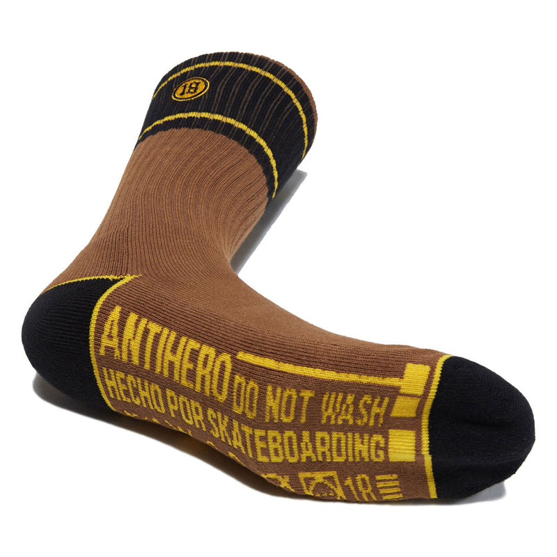 Anti-Hero Hecho Por Skate Emb Socks - Brown/Yellow/Black