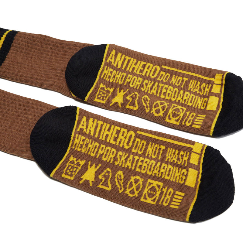 Anti-Hero Hecho Por Skate Emb Socks - Brown/Yellow/Black