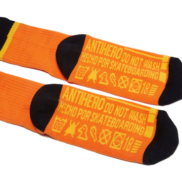 Anti-Hero Hecho Por Skate Emb Socks - Orange/Yellow/Black