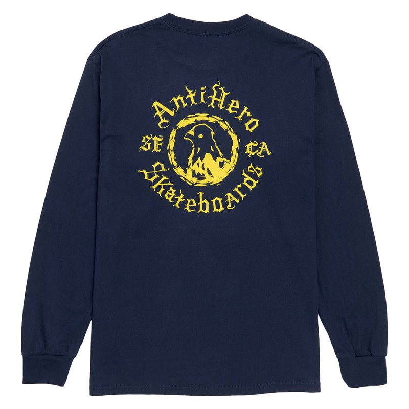 Anti-Hero Pigeon Motion Long Sleeve Pocket T-Shirt - Navy/Yellow