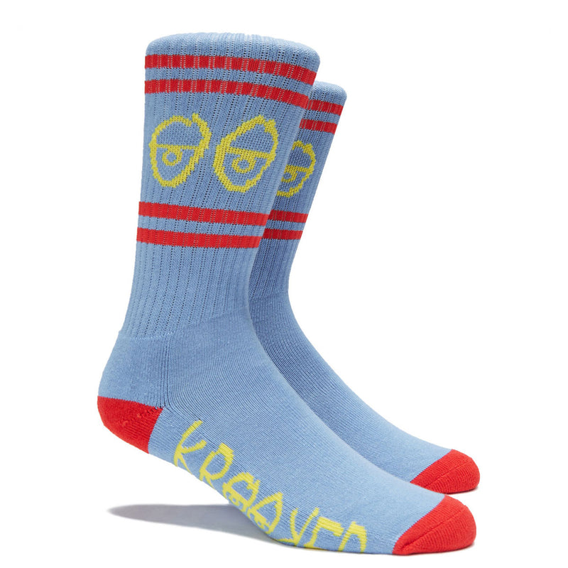Krooked Eyes Socks - Light Blue/Red/Yellow