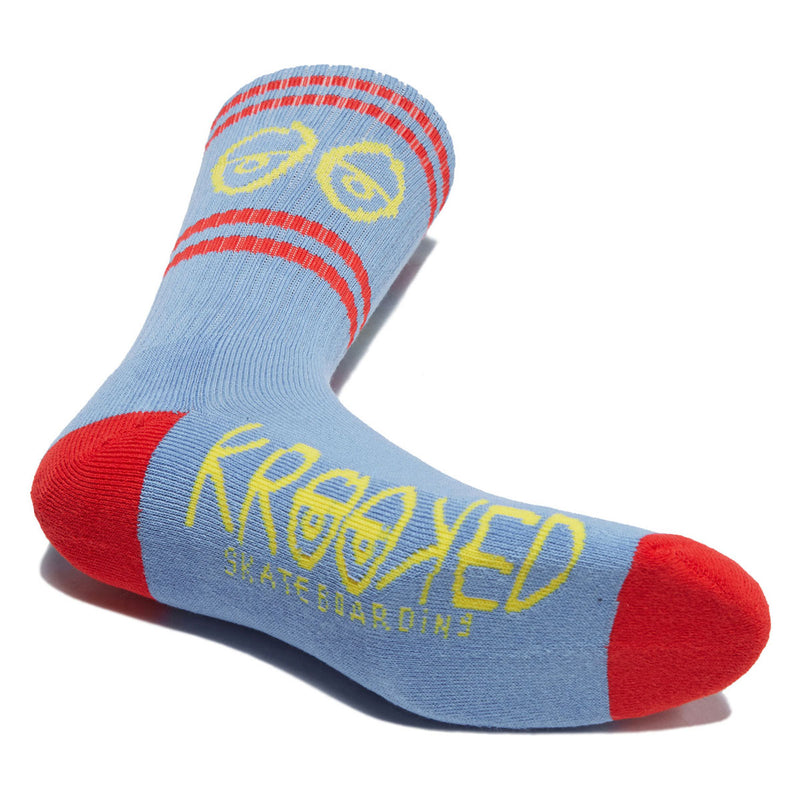 Krooked Eyes Socks - Light Blue/Red/Yellow