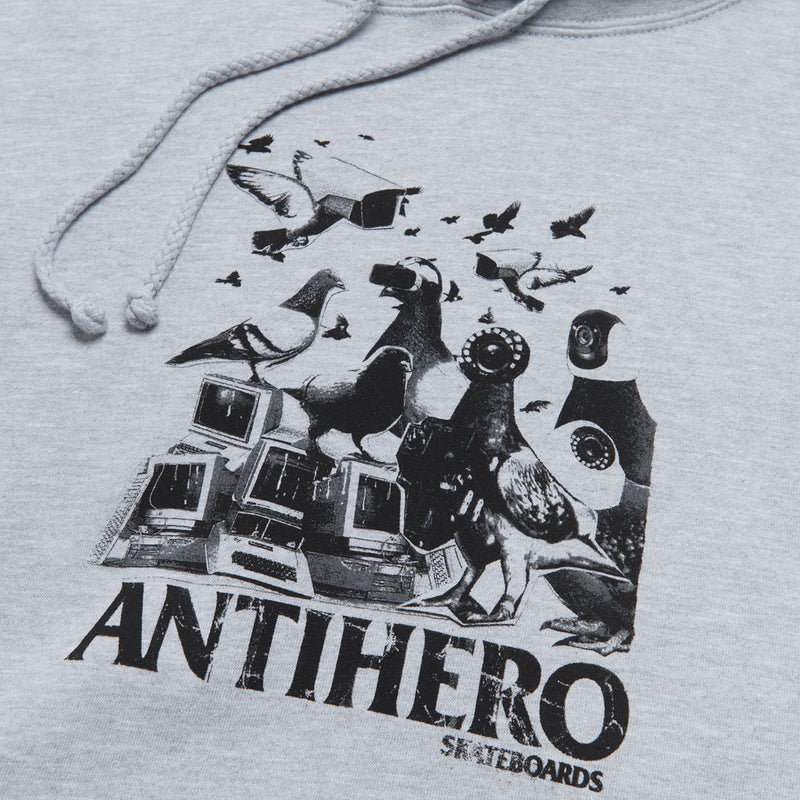 Anti-Hero Pigeon Intelligence Hoodie - Grey Heather/Black
