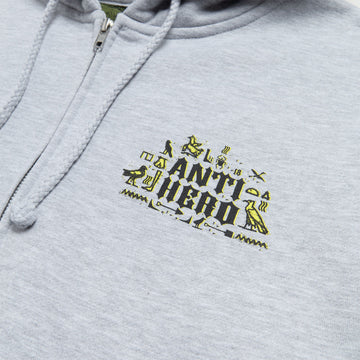 Anti-Hero Anti-Hiero Zip Up Hoodie - Grey Heather/Black/Yellow