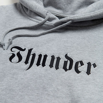 Thunder Script Hoodie - Heather Grey/Black Embroidery