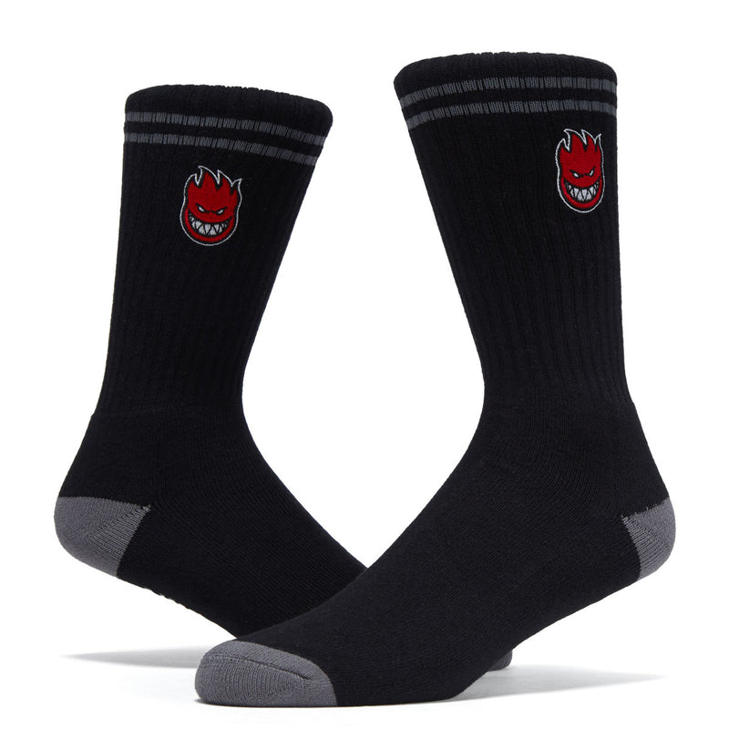 Spitfire Bighead Fill Emb Swirl Socks - Black/Charcoal/Red II