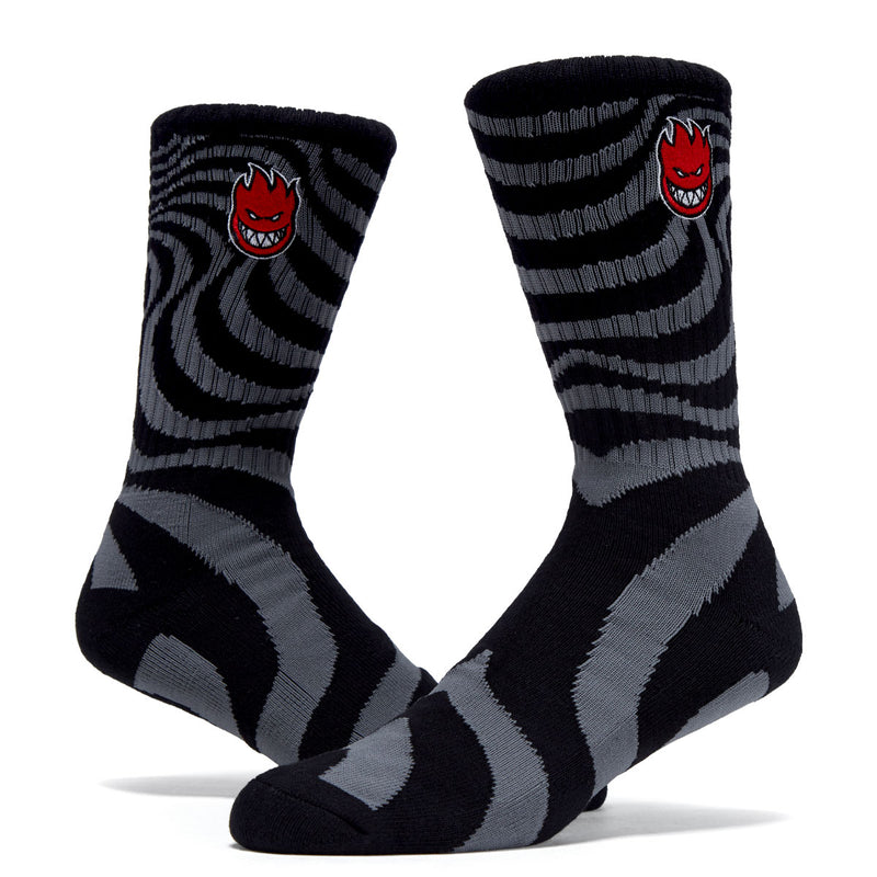 Spitfire Bighead Fill Emb Socks - Black/Charcoal/Red II