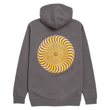 Spitfire Classic Swirl Overlay Zip Up Hoodie - Charcoal/Yellow/Red
