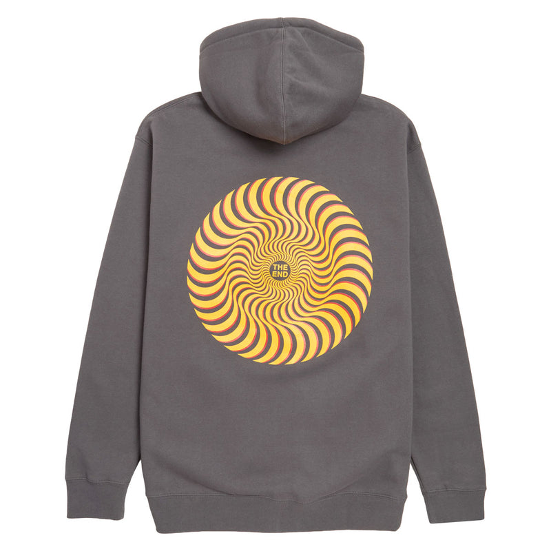 Spitfire Classic Swirl Overlay Zip Up Hoodie - Charcoal/Yellow/Red