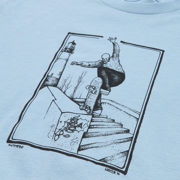 Anti-Hero BA Lance T-Shirt - Heather Light Blue/Black