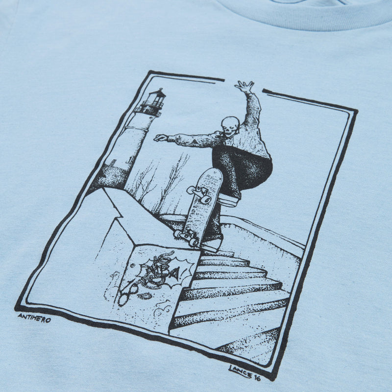 Anti-Hero BA Lance T-Shirt - Heather Light Blue/Black