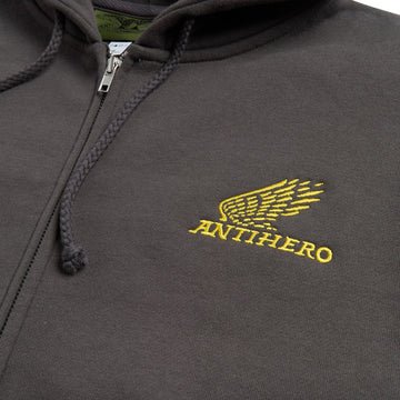 Anti-Hero Motorized Emb Zip Hoodie - Charcoal/Yellow