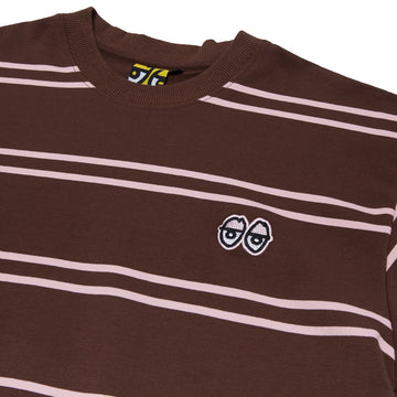 Krooked Eyes Emb Stripe T-Shirt - Brown/Pink/Black/White