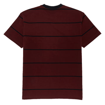 Spitfire Bighead Emb Stripe T-Shirt - Burgundy/Black/Black