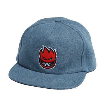 Spitfire Bighead Fill Snapback Hat - Washed Denim/Red