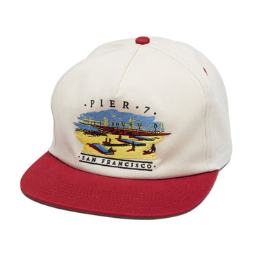 Real Pier 7 Snapback Hat - Natural/Maroon