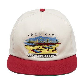 Real Pier 7 Snapback Hat - Natural/Maroon