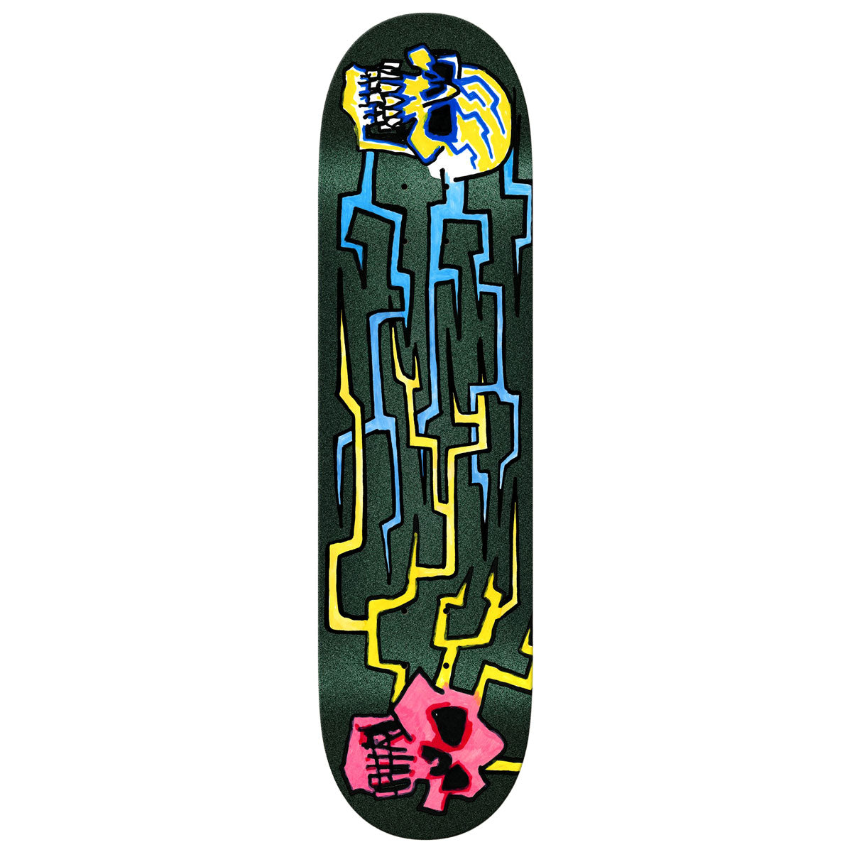 Krooked Worrest Skulls And Bolts Twin Tail Slick Skateboard Deck