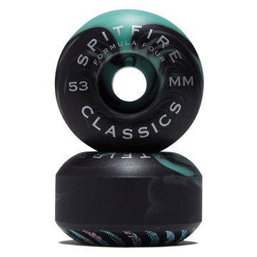 Spitfire Team Floral F4 99d Classic Skateboard Wheels - Teal/Black Swirl - 53mm