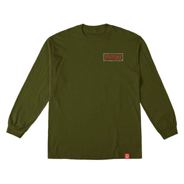 Spitfire Gas Mask Long Sleeve T-Shirt - Military Green/Multi Color Prints