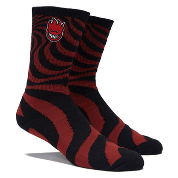 Spitfire Bighead Fill Emb Swirl Socks - Dark Red/Black