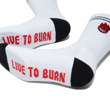 Spitfire Bighead Fill Emb Socks - White/Black/Red