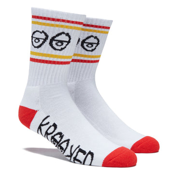 Krooked Eyes Socks - White/Red/Navy/Yellow