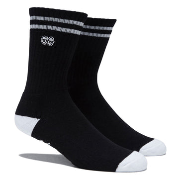 Krooked Eyes Emb Socks - Black/White