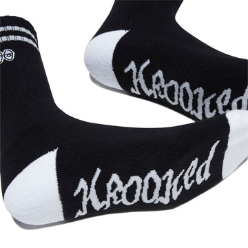 Krooked Eyes Emb Socks - Black/White