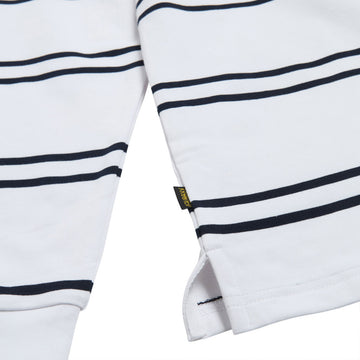 Krooked Sun Heart Long Sleeve Rugby Shirt - White/Navy/Yellow/Red Embroidery