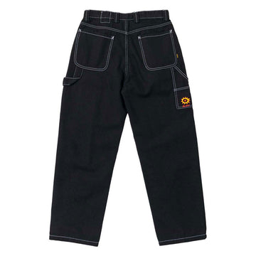 Krooked Sun Heart Carpenter Pants - Black/Yellow/Red Embroidery