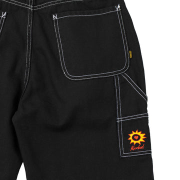 Krooked Sun Heart Carpenter Pants - Black/Yellow/Red Embroidery