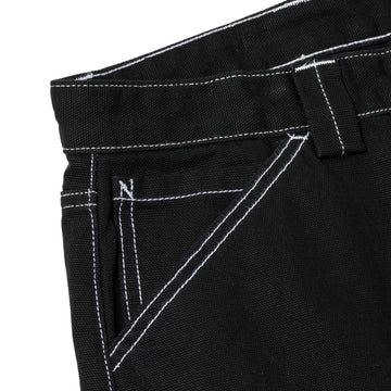 Krooked Sun Heart Carpenter Pants - Black/Yellow/Red Embroidery