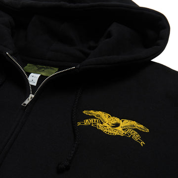 Anti-Hero Basic Eagle Emb Zip Hoodie - Black/Yellow Embroidery