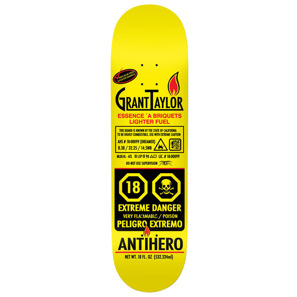 Anti-Hero Taylor Fueled Up Skateboard Deck - Yellow - 8.38