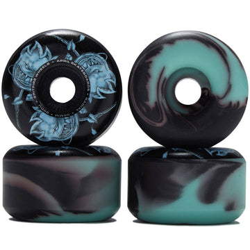 Spitfire x April F4 99d Bighead Rose Radial Skateboard Wheels - Black/Blue Swirl - 56mm