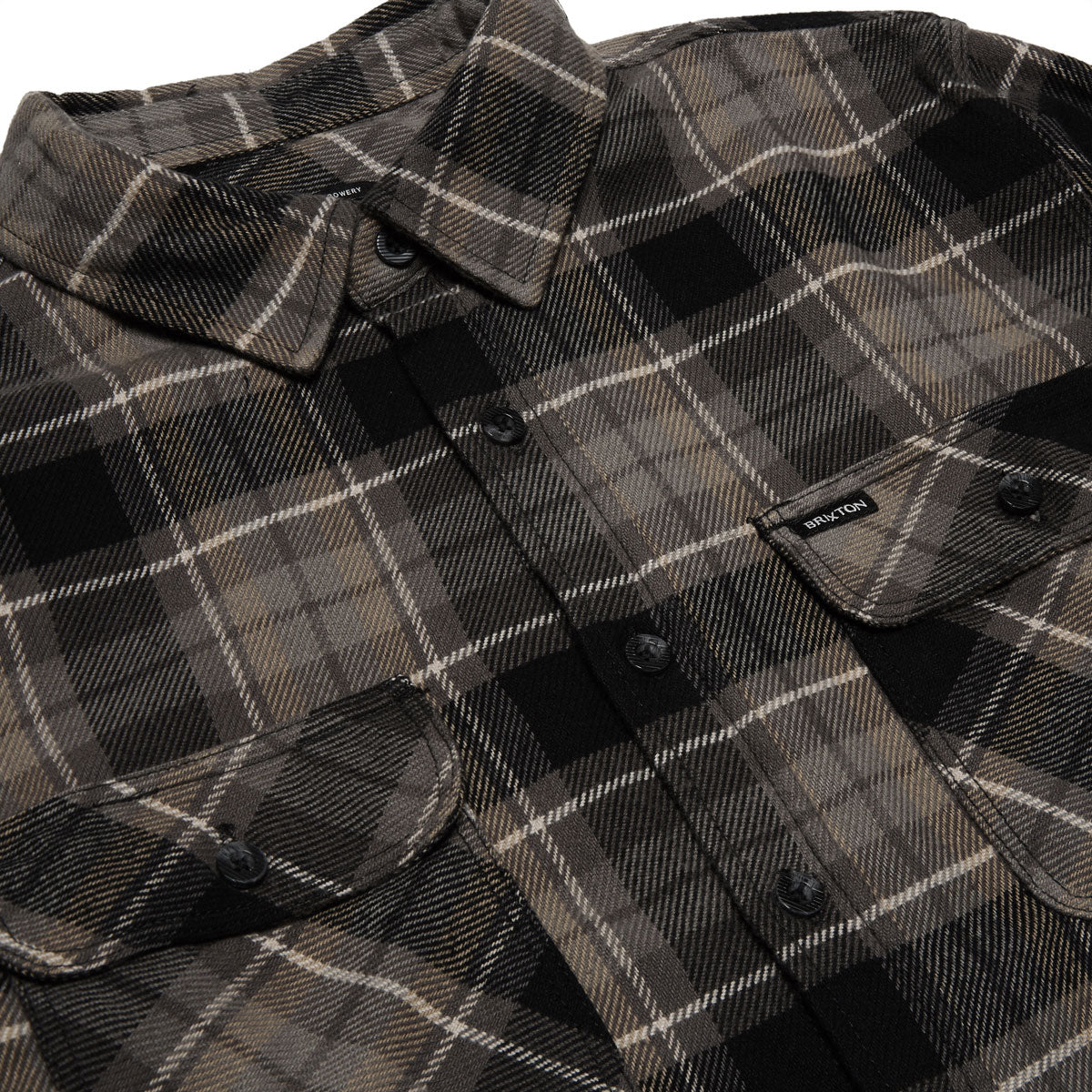 Brixton Bowery Flannel long Sleeve Shirt - Black/Charcoal/Oatmeal image 2