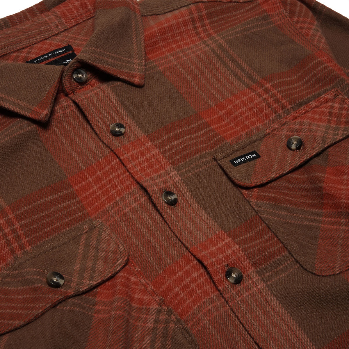 Brixton Bowery Flannel long Sleeve Shirt - Barn Red/Bison image 2