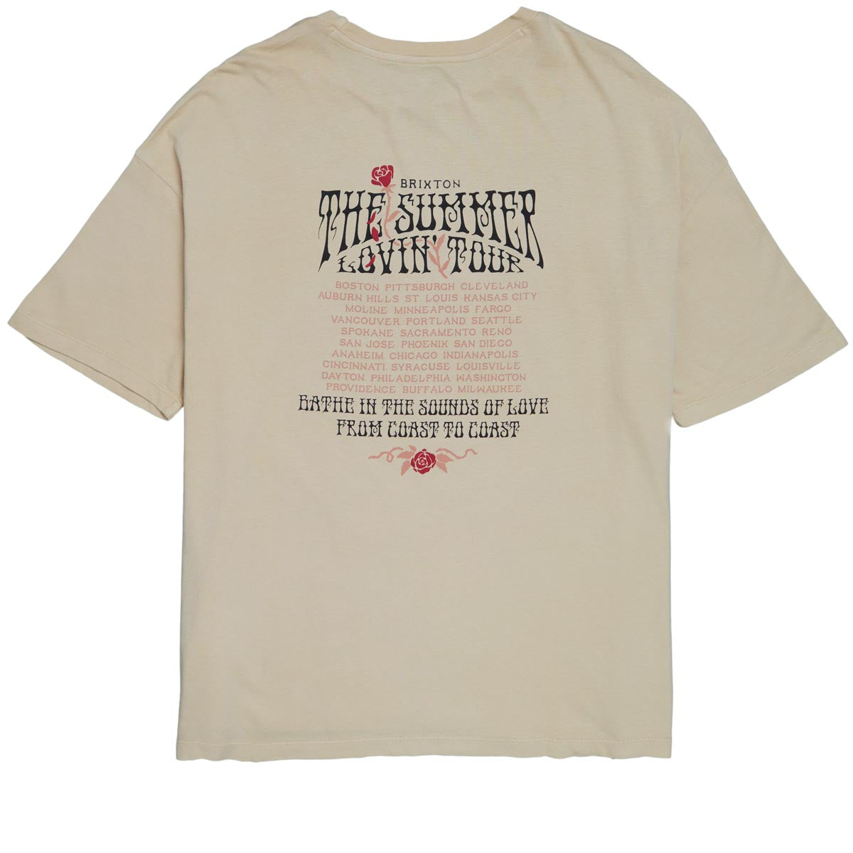 Brixton Womens Sounds Of Love Oversized Bf T-Shirt - Sesame Worn Wash image 2