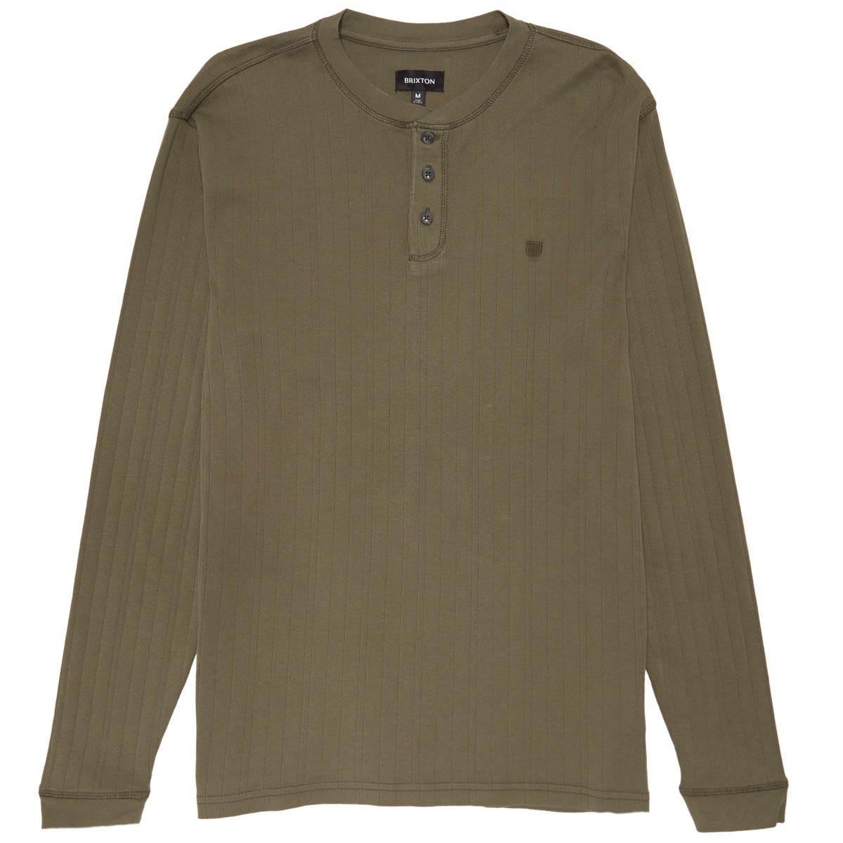 Brixton Wren Ribbed Henley Long Sleeve Shirt - Olive Surplus image 1
