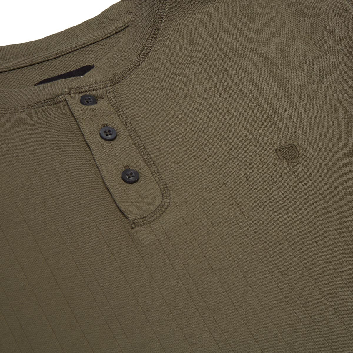 Brixton Wren Ribbed Henley Long Sleeve Shirt - Olive Surplus image 2