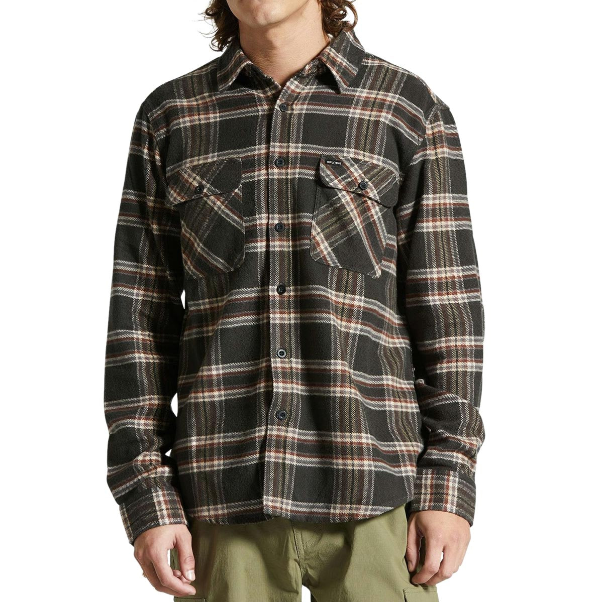 Brixton Bowery Flannel Long Sleeve Shirt - Black/Charcoal/Off White image 1