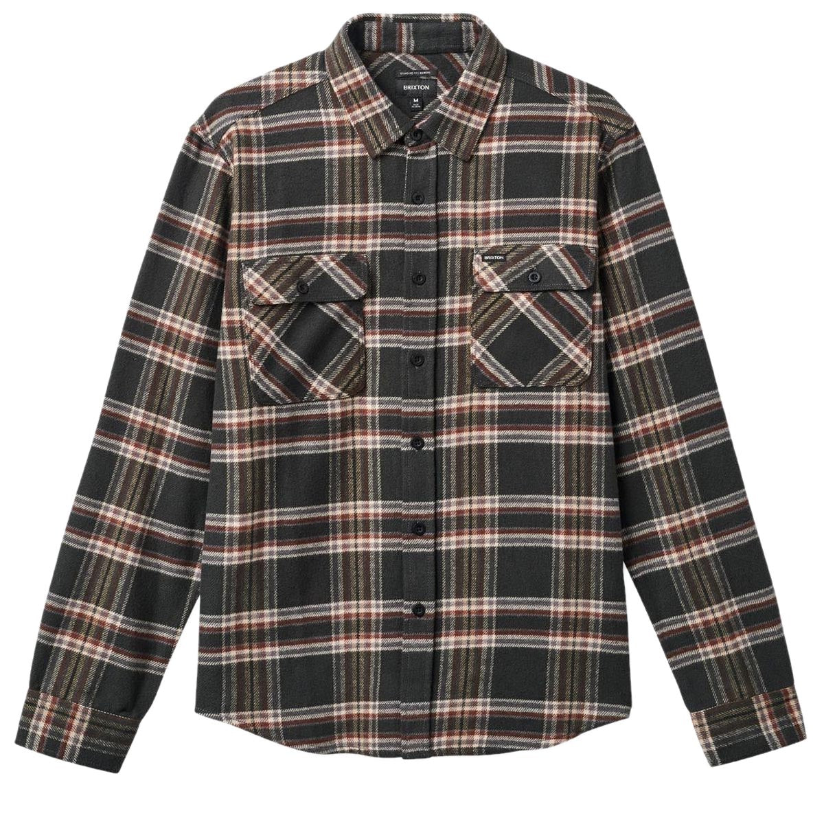 Brixton Bowery Flannel Long Sleeve Shirt - Black/Charcoal/Off White image 3