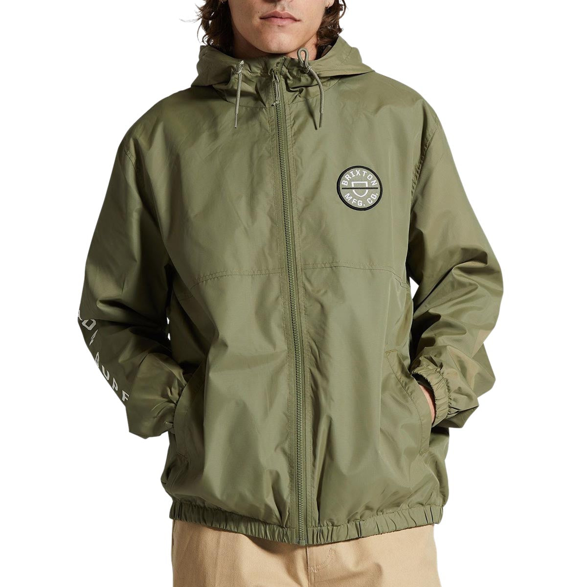 Brixton Claxton Crest Lw Zip Hooded Jacket - Olive Surplus image 1