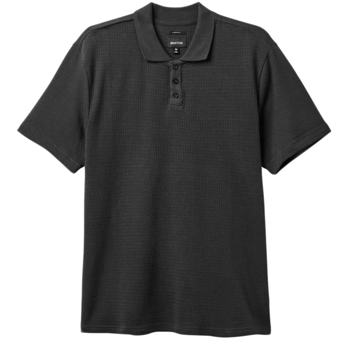 Brixton Waffle Polo Knit Shirt - Washed Black image 3