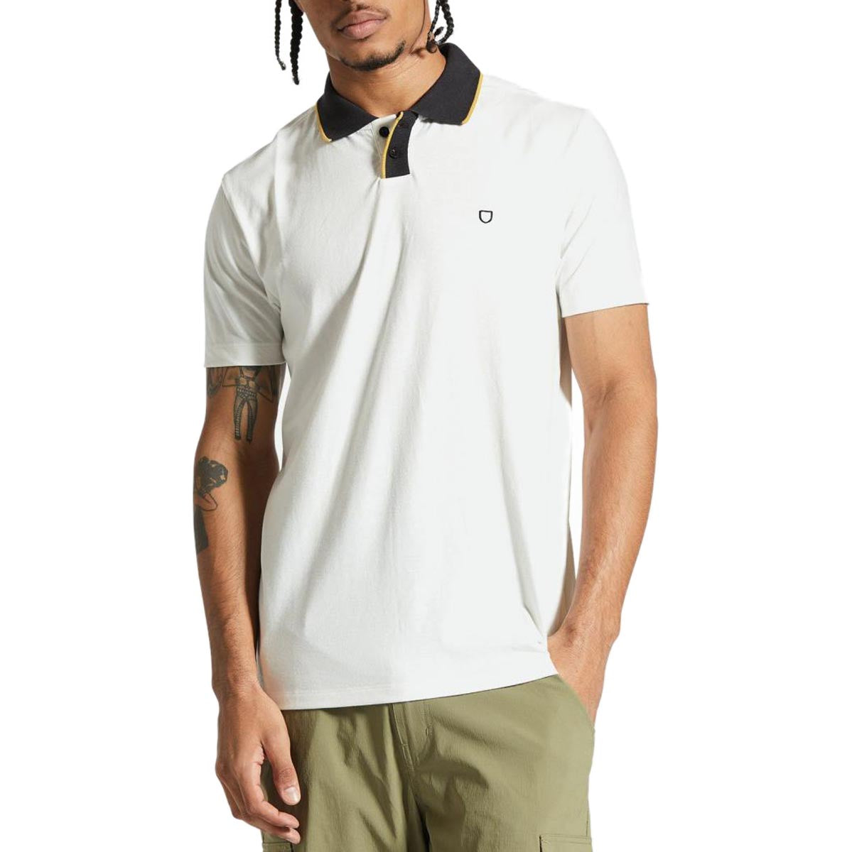 Brixton Mod Flex Polo Shirt - Off White/Black image 1