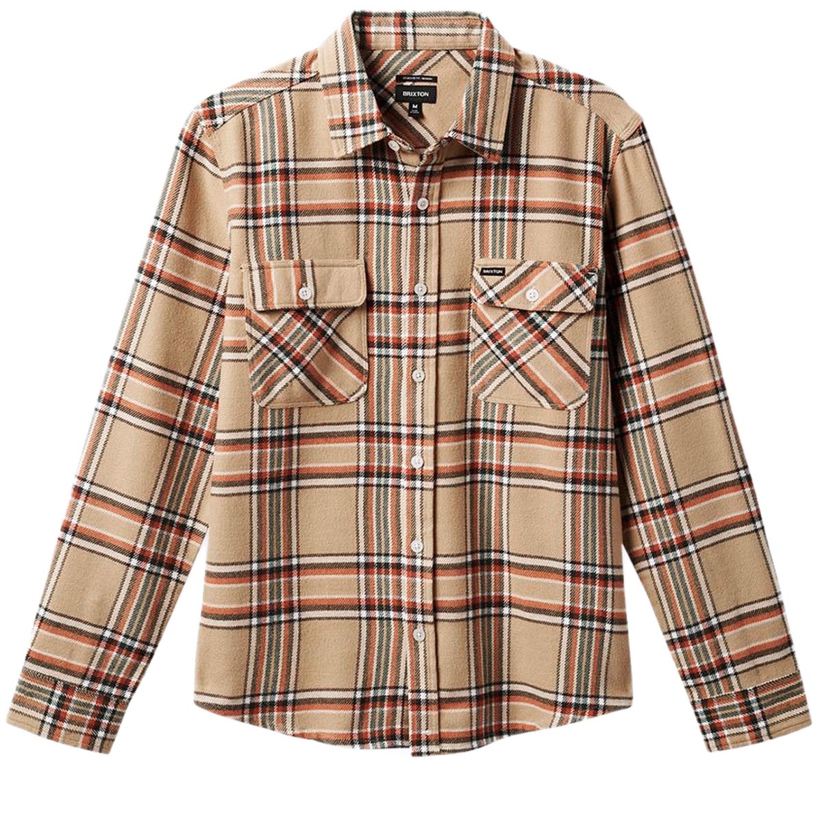 Brixton Bowery Flannel Long Sleeve Shirt - Sand/Off White/Terracotta image 3