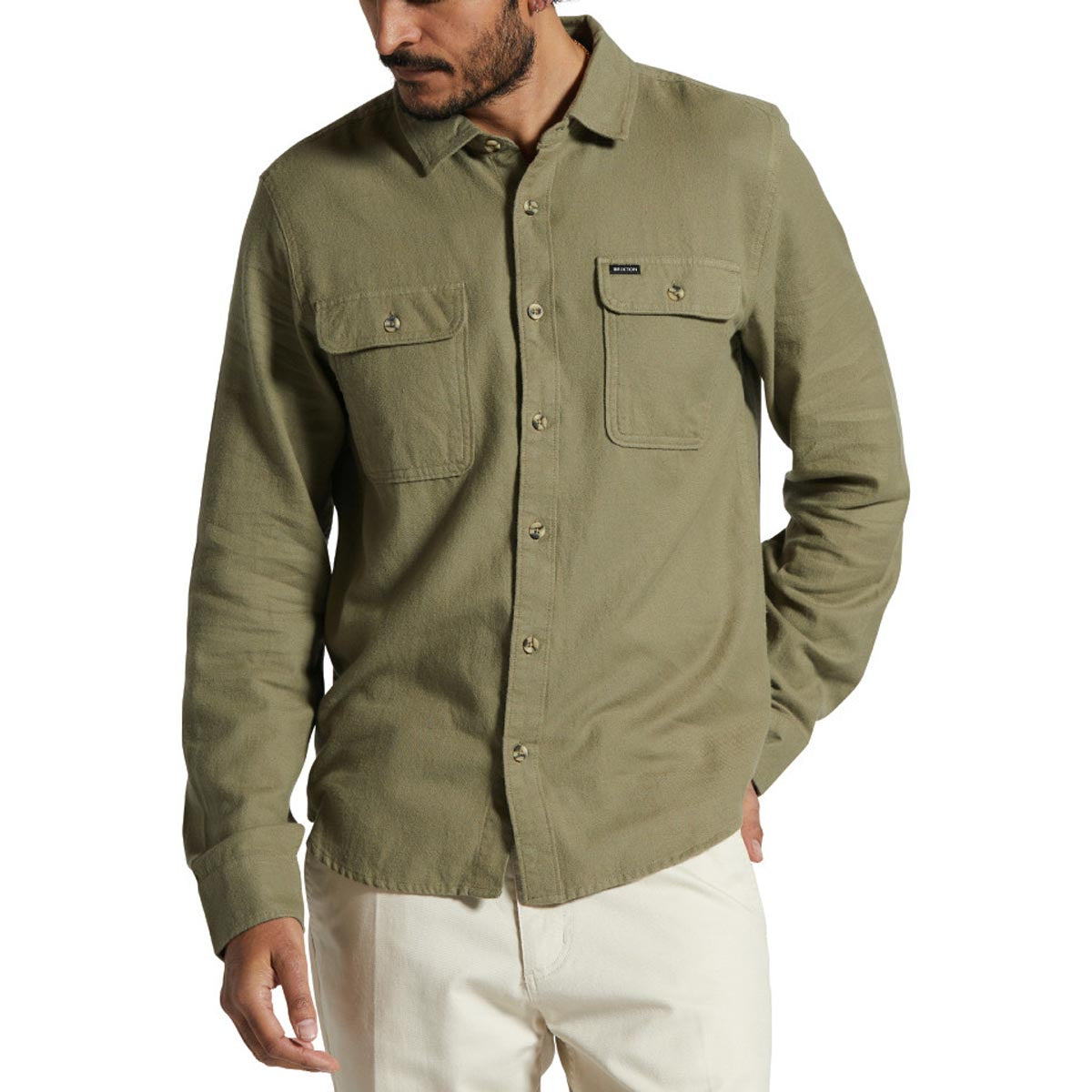 Brixton Bowery Lw Ultra Flannel Shirt - Olive Surplus image 1